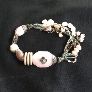 Silpada Pink Stone and Gray Bracelet